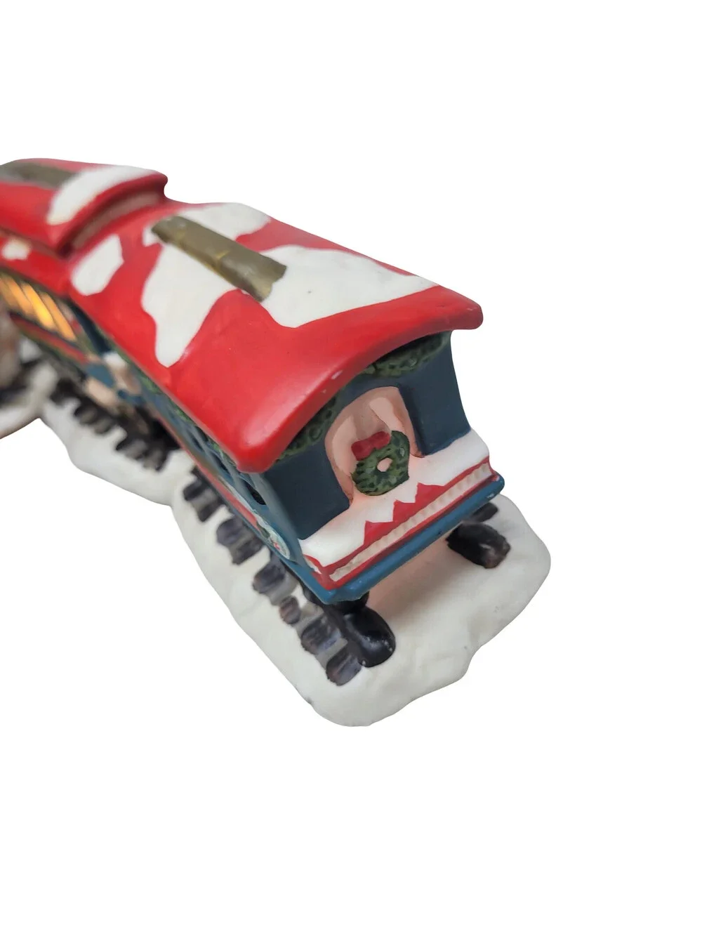 Christmas 1997 Village Square Lighted 3 Piece Ceramic Train Set Mervyn's working